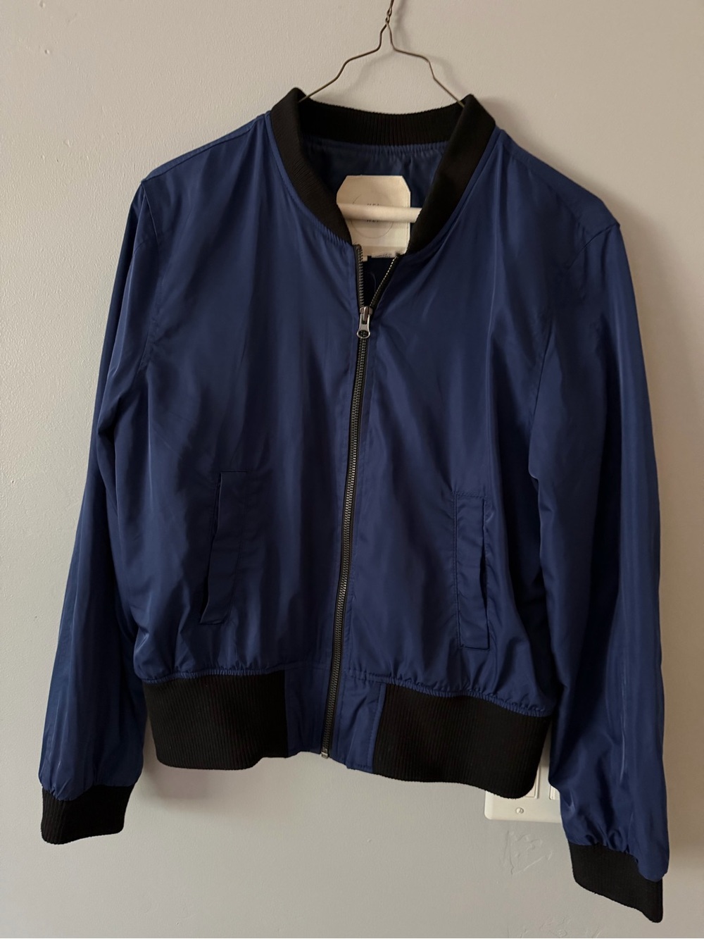 #001 Women's Navy Bomber Jacket with Black Trim